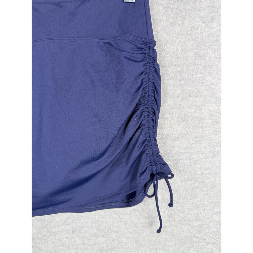 Lands End 12 Swim Skirt Navy Blue Ruched Tie Sides Built In Brief - Picture 2 of 9